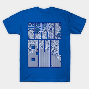 Istanbul, Turkey City Map Typography - Blueprint T-Shirt